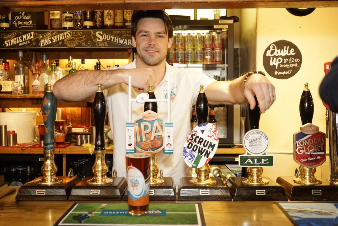 England Rugby Star Ben Foden Joins Fans to Share a Pint During Opening Six Nations Match