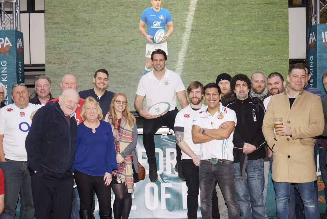 England Rugby Star Ben Foden Joins Fans to Share a Pint During Opening Six Nations Match